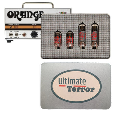 Kit de retubages Tiny terror Orange. EL84 JJ appairées. Boite métal