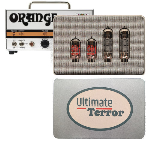 Kit de retubages Tiny terror Orange Lampes Sovtek. Boite métal